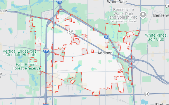 Addison, IL location on a map.