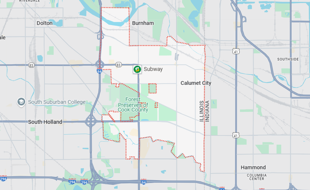 Calumet City, IL location on a map.