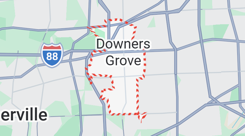 Downers Grove, IL location on a map.