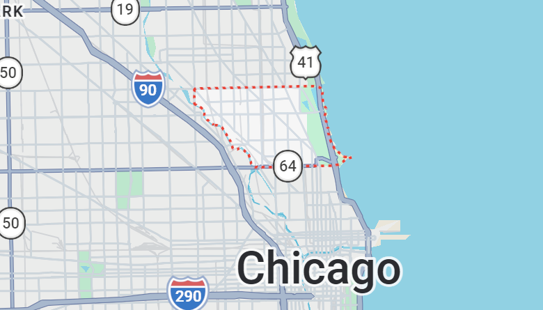 Champion Roofing's Lincoln Park, IL service area on a map.