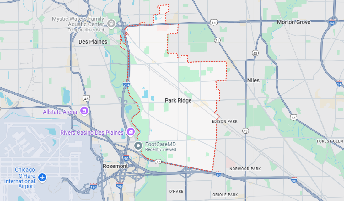 Park Ridge, IL location on a map.