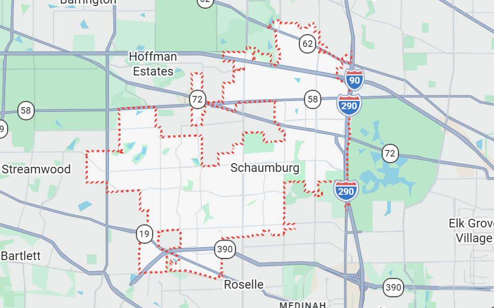 Schaumburg, IL location on a map.