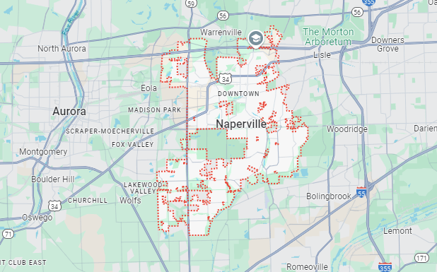 Naperville, IL location on a map.